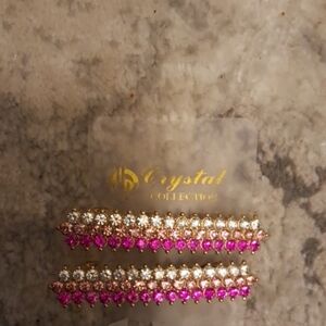 Pink and Gold Hair Barrettes